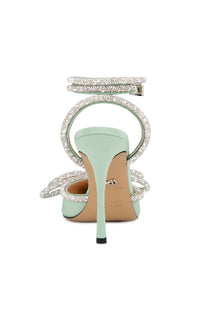 Double Bow 110 strappy pumps with rhinestones - Pastel Lime Green