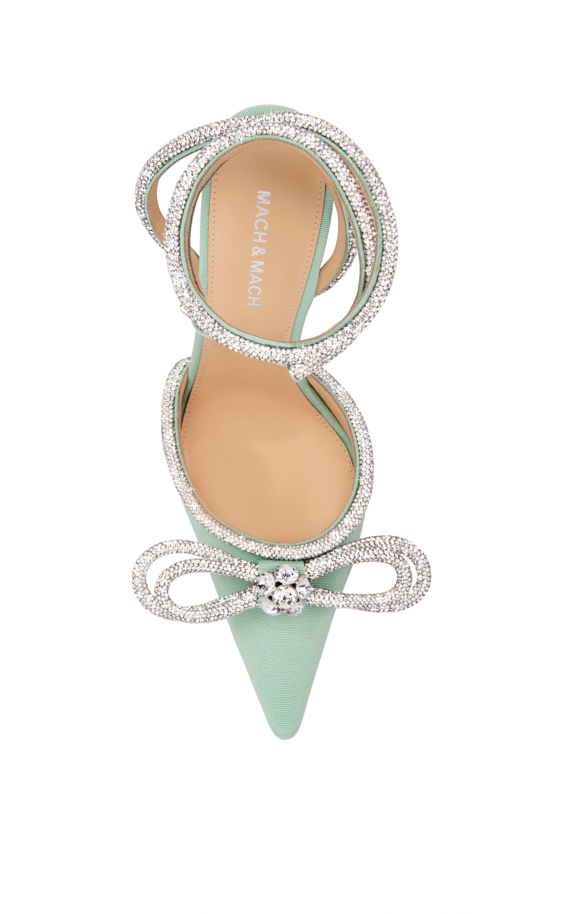 Double Bow 110 strappy pumps with rhinestones - Pastel Lime Green