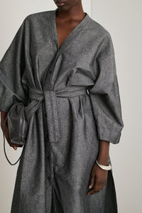 Daily midi dress in linen - Black & Ecru