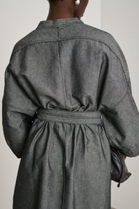 Daily midi dress in linen - Black & Ecru
