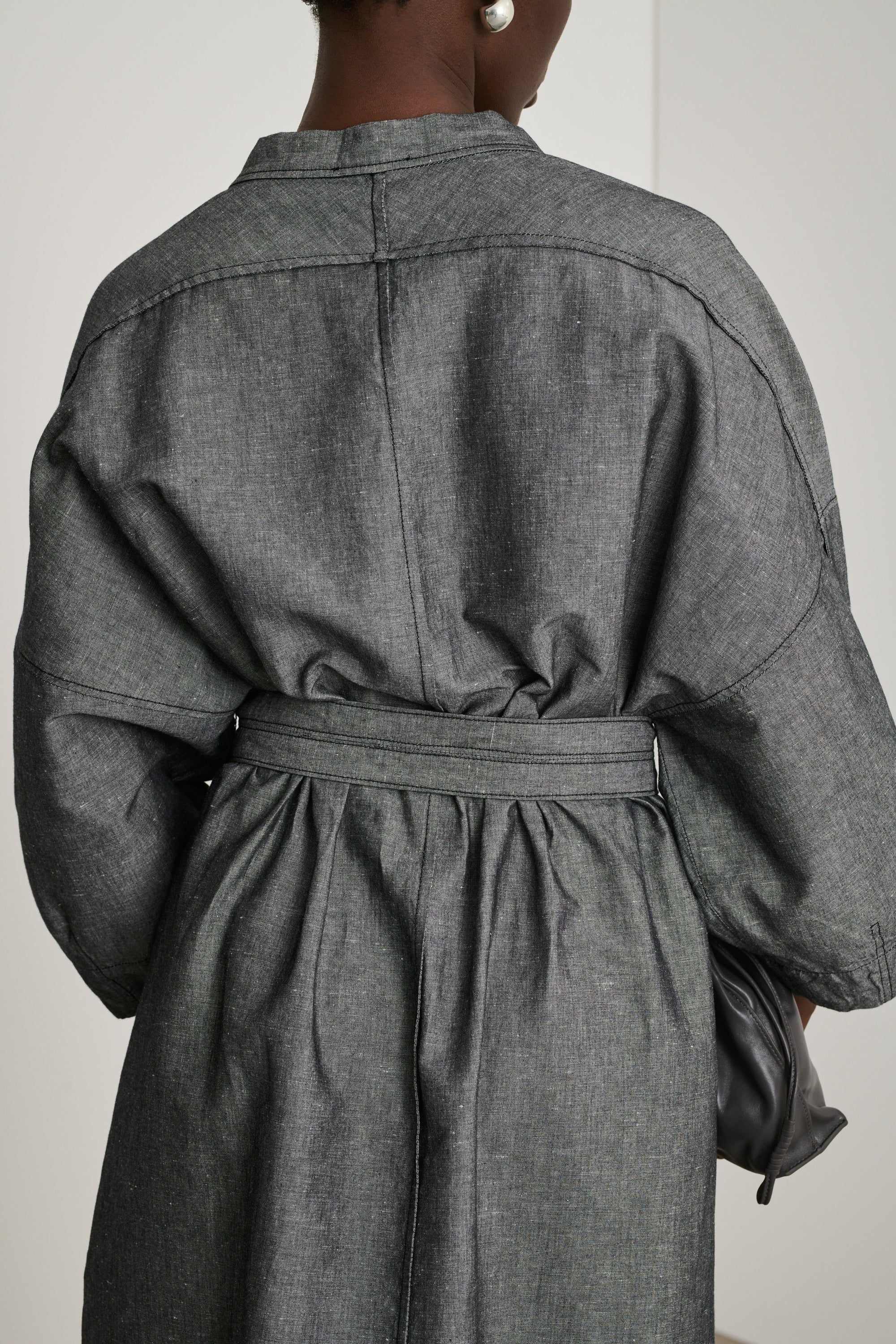 Daily midi dress in linen - Black & Ecru