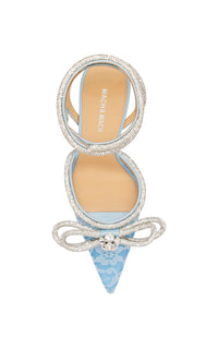 Escarpins à bride Double Bow 110 en soie & strass - Blue