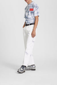 Pantalon unisexe Les Punks en denim - White & Navy
