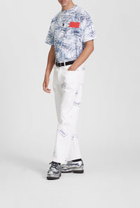 Pantalon unisexe Les Punks en denim - White & Navy