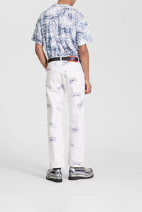 Pantalon unisexe Les Punks en denim - White & Navy