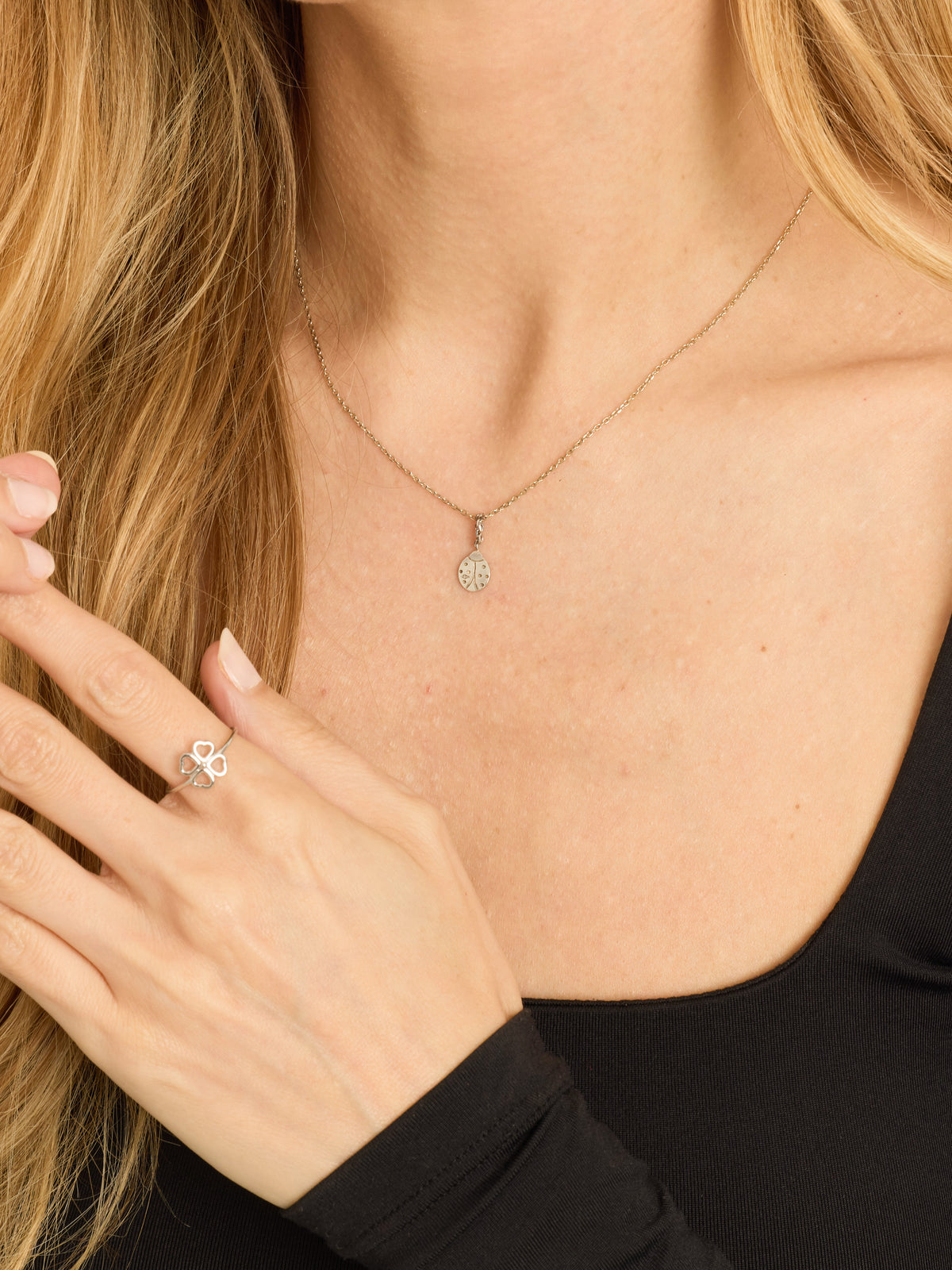 Mini Clover Pendant Ring in 925 Silver - Silver