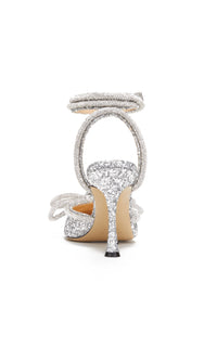 Double Bow 100 strappy pumps with rhinestones - Silver