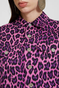 Veste Les Punks imprimée léopard en denim - Pink & Purple Black