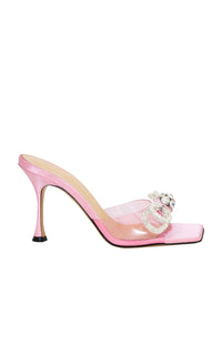 Double Bow 95 rhinestone mules - Pink