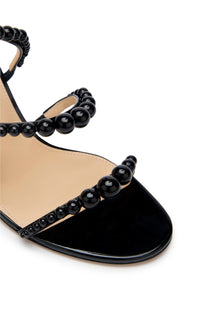 Sirène 85 heeled sandals in leather & pearls - Black