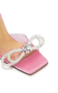 Double Bow 95 rhinestone mules - Pink