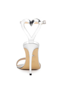 Special Heart 110 heeled sandals in mirrored leather - Silver