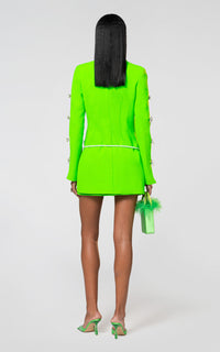 Bow short dress in wool - Green