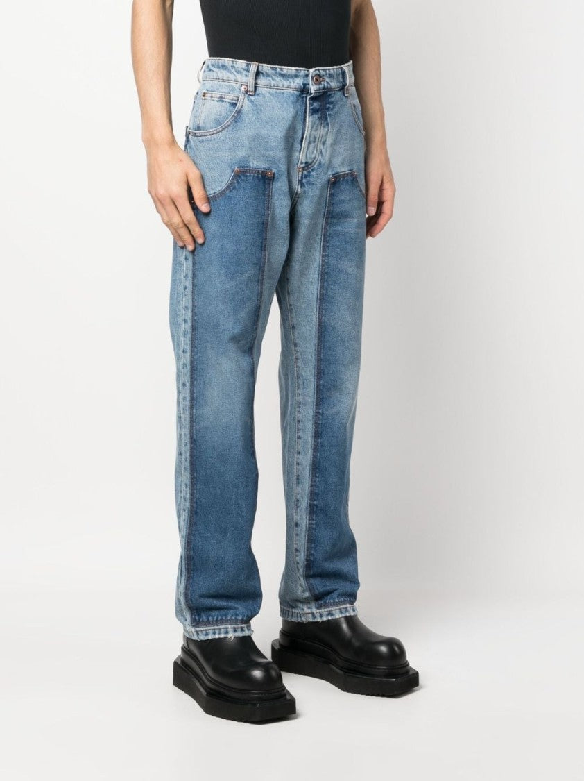 Straight-leg denim trousers - Blue
