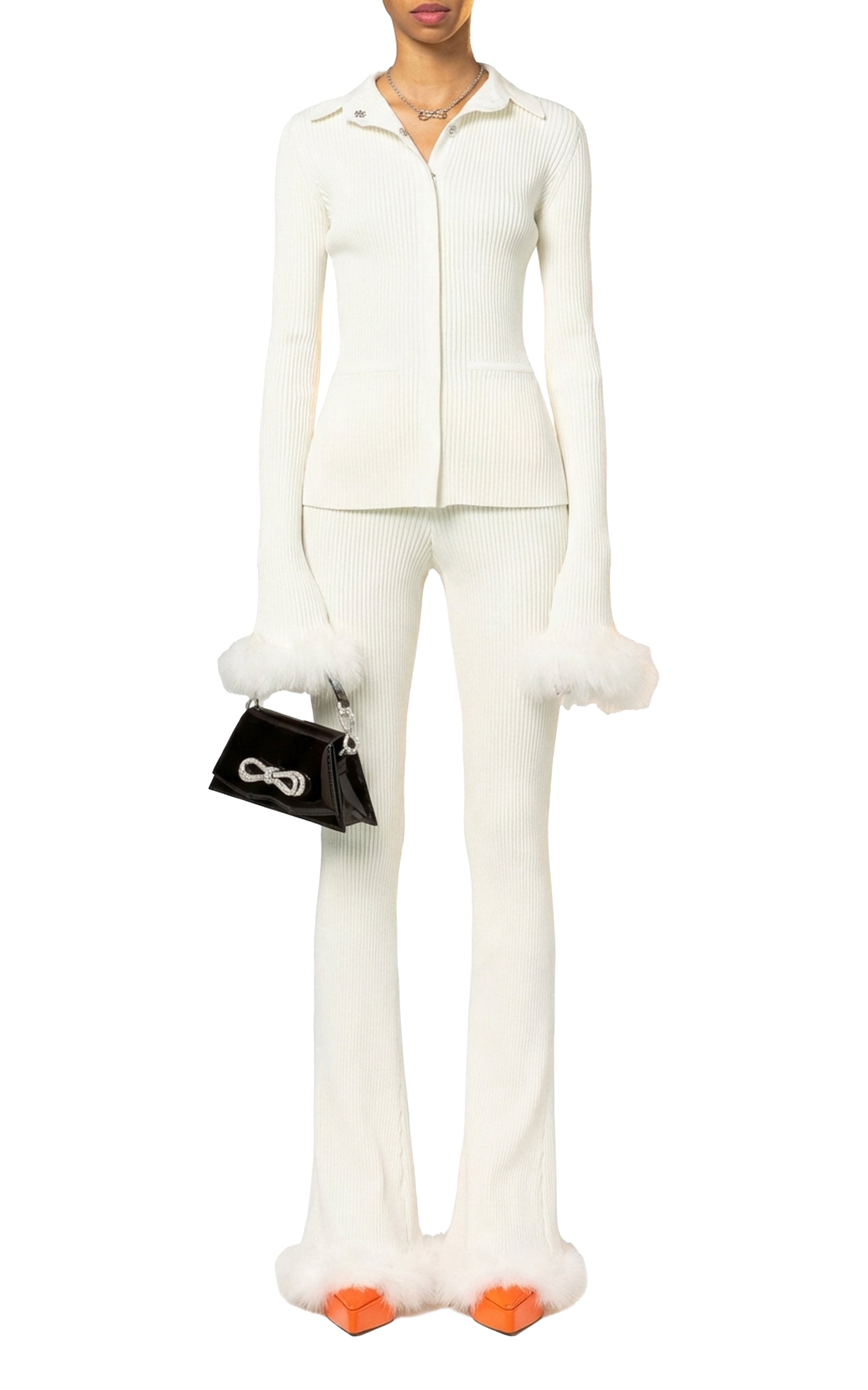 Long-sleeved jumper with feathers - Ivory