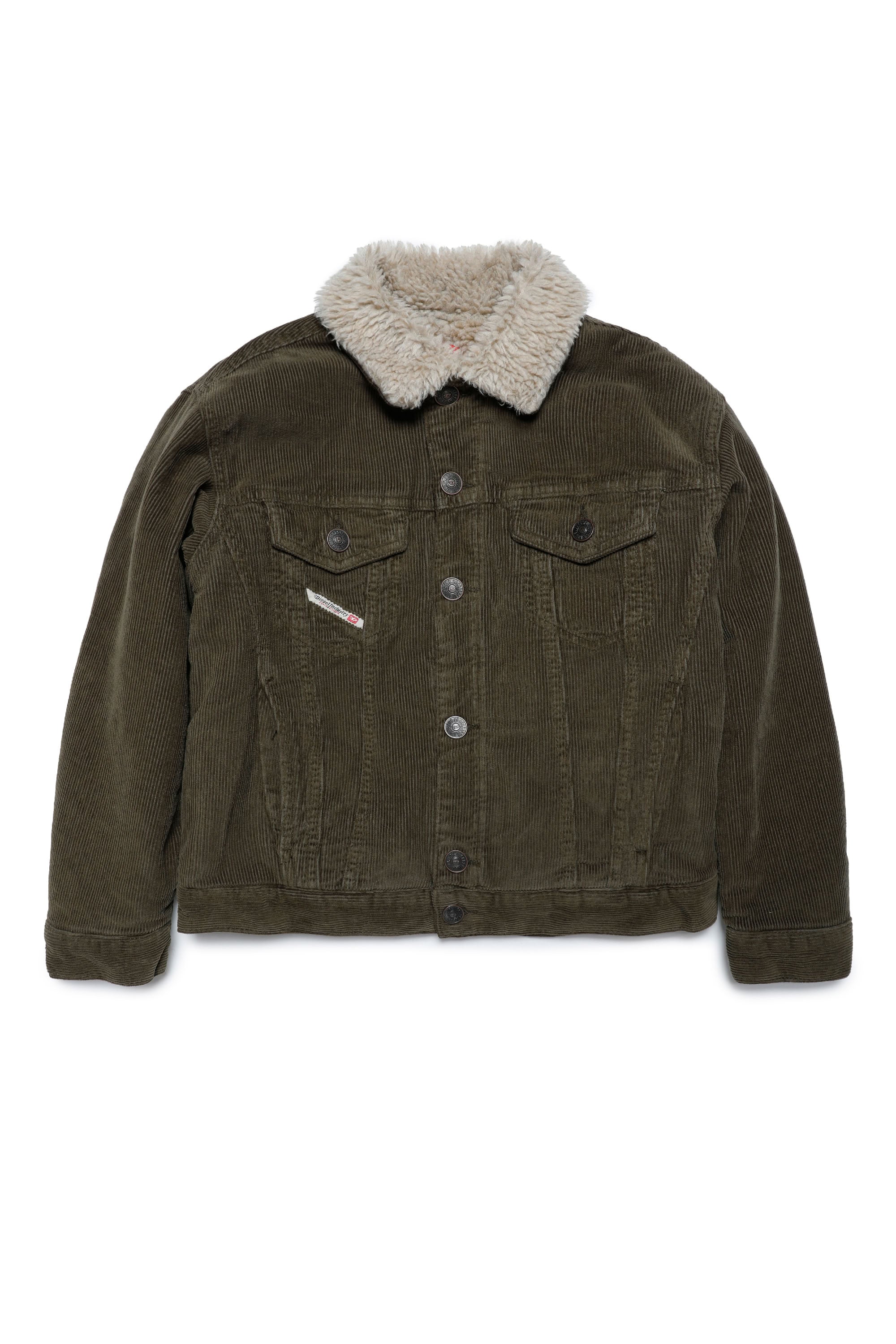 Veste avec col fourré en velours - Olive Night