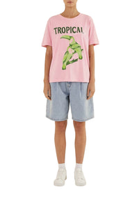 T-shirt Tropical Mon Amour en coton - Rose
