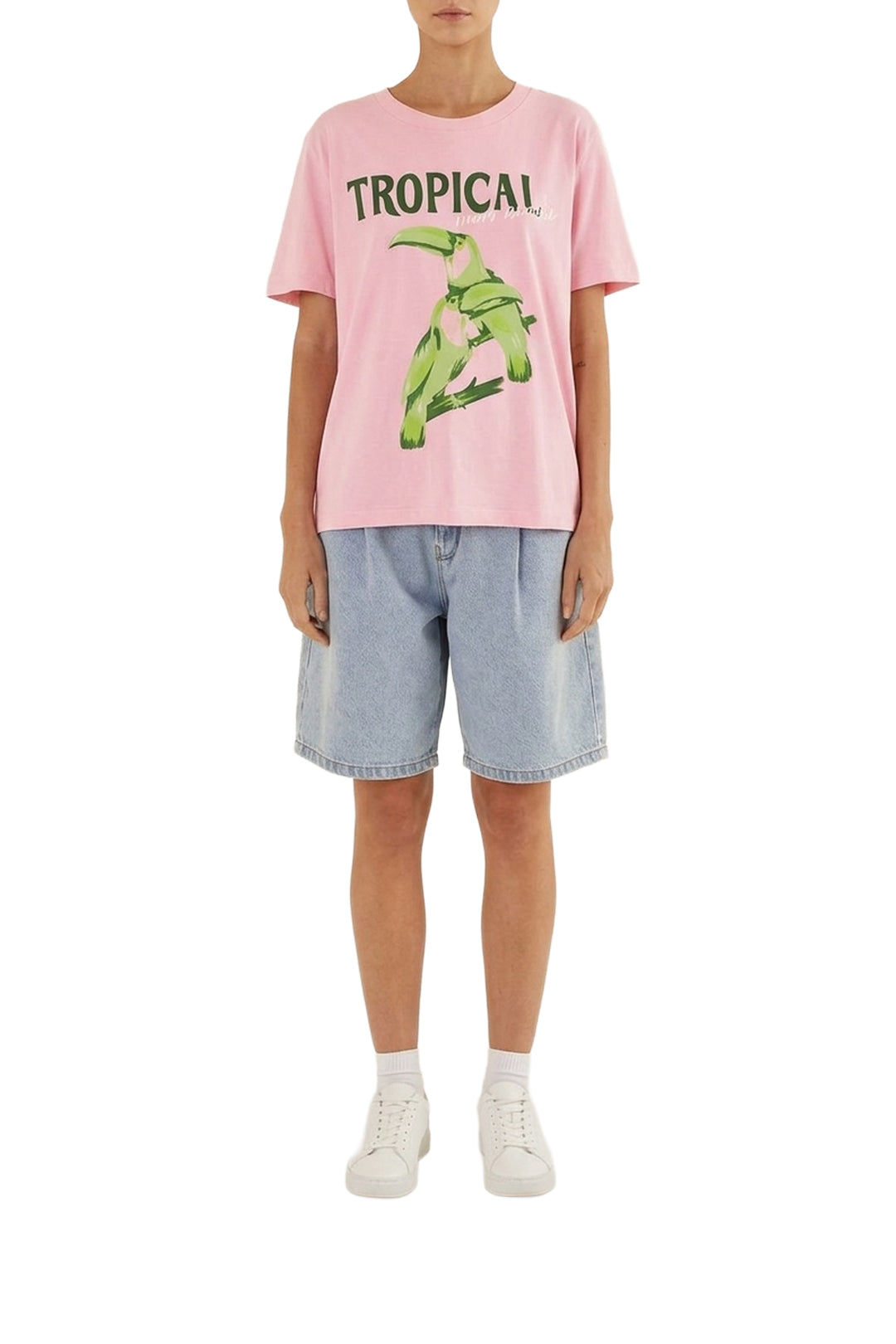 T-shirt Tropical Mon Amour en coton - Rose