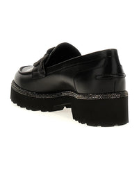 Morgana rhinestone leather loafers - Nero & Jet Hematite