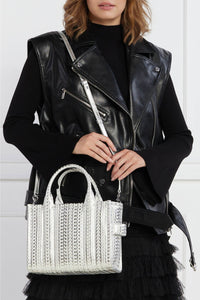 Sac à bandoulière The Tote Bag irisé en cuir - Silver & Bright White