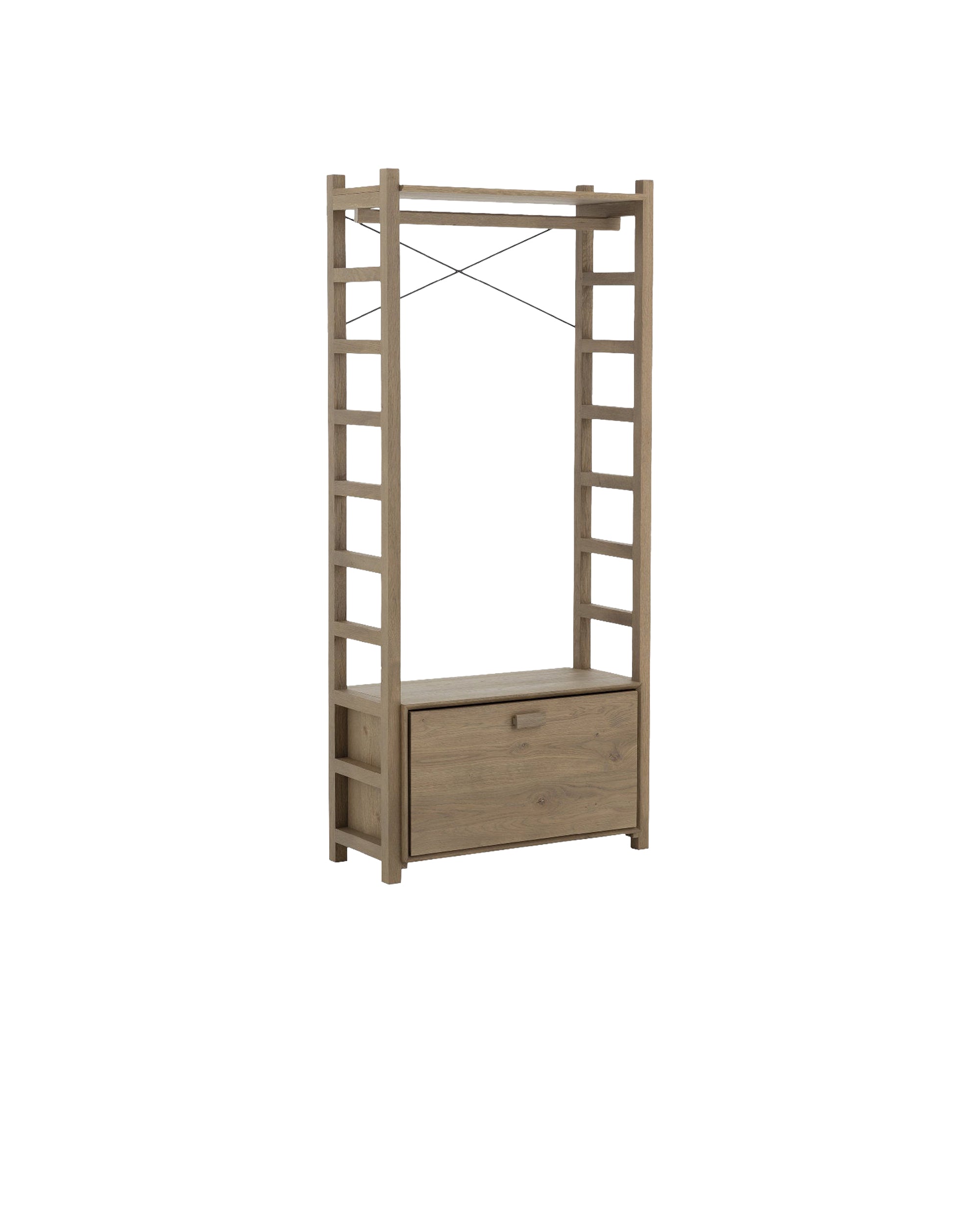 Étagère à chaussures Aber avec tringle en bois - Brown