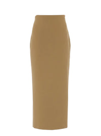 Jupe midi crayon taille haute en laine - Green