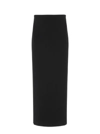 Jupe midi crayon taille haute en laine - Black