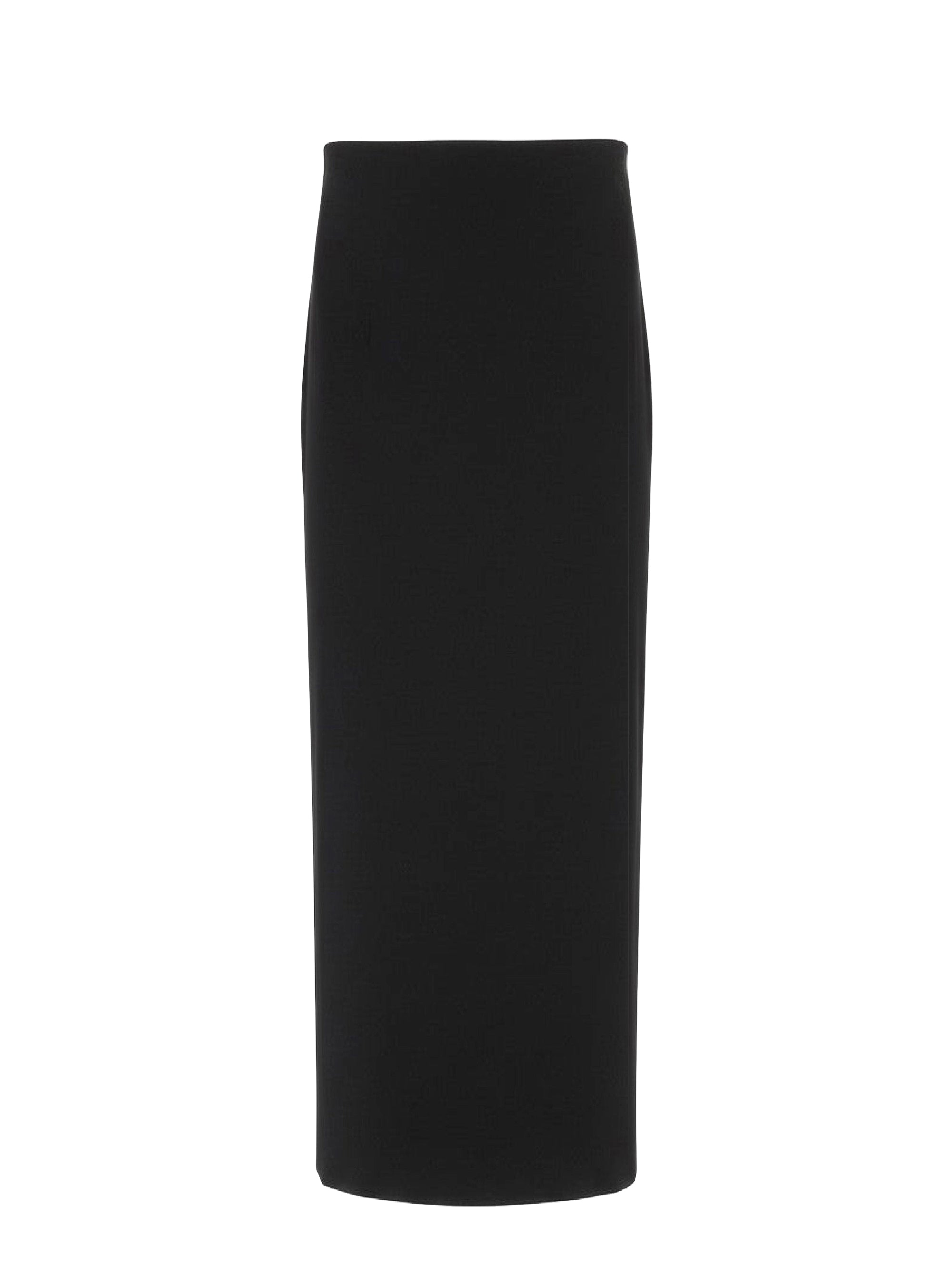 Jupe midi crayon taille haute en laine - Black