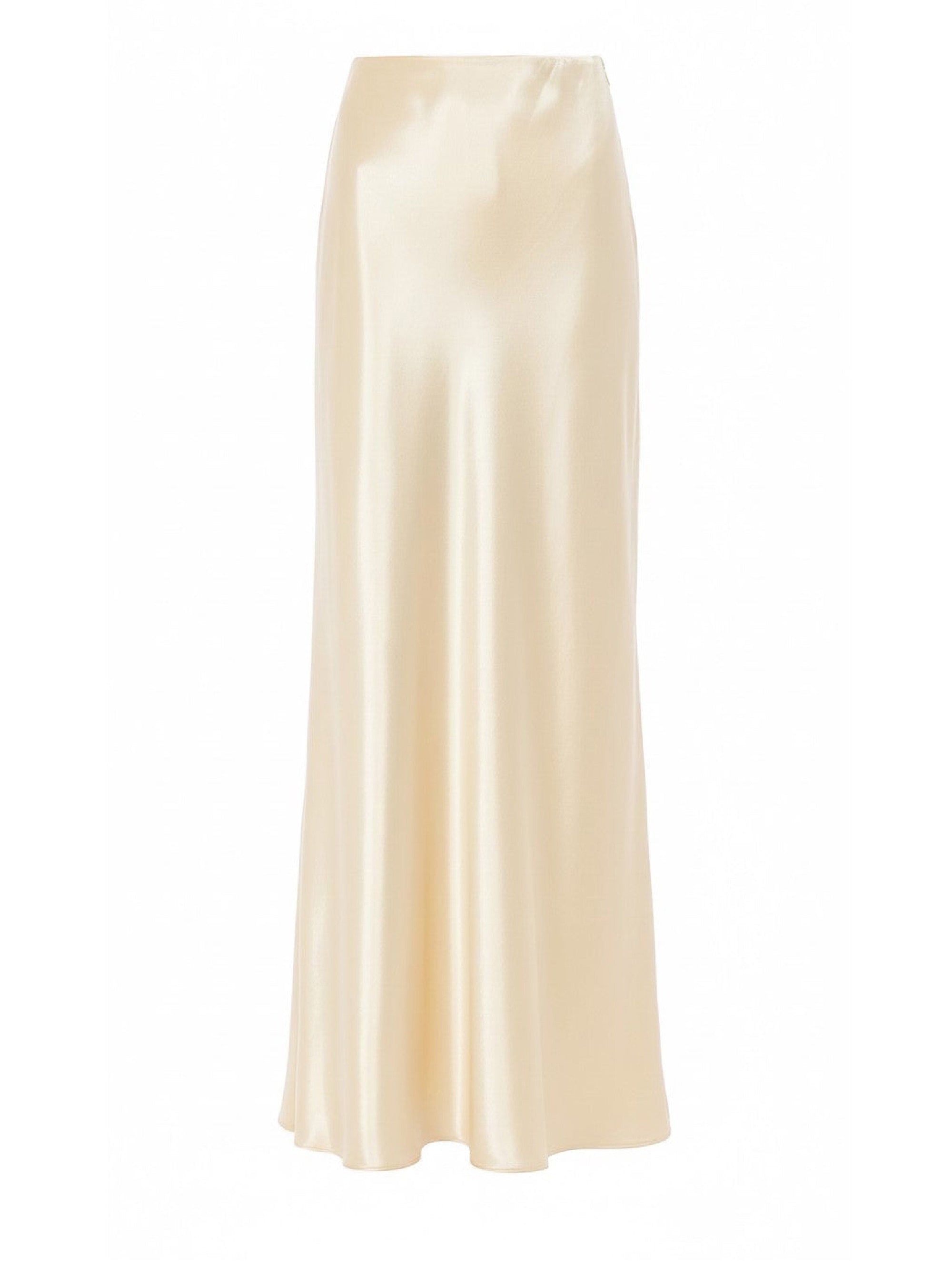Jupe longue en satin brillant - Ivory