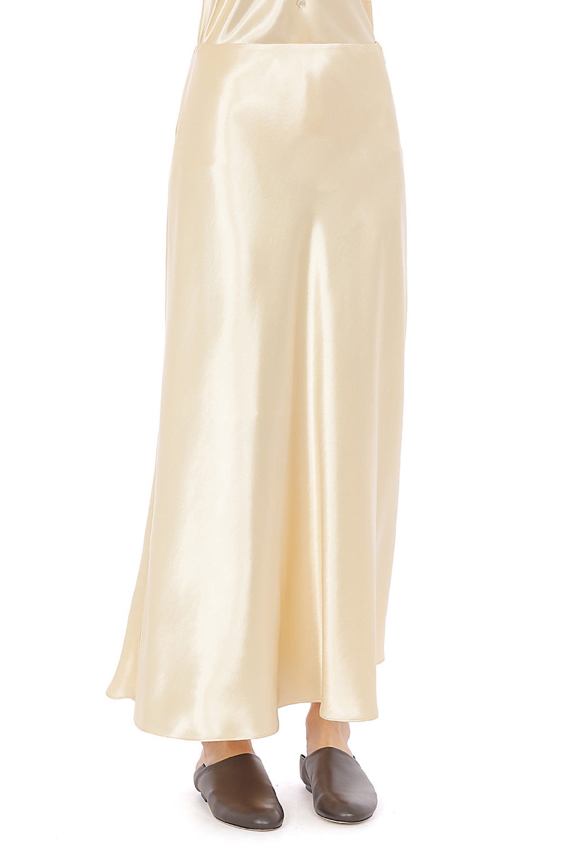 Jupe longue en satin brillant - Ivory
