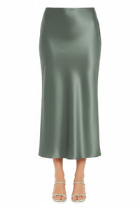 Jupe longue en satin coupe biais - Green