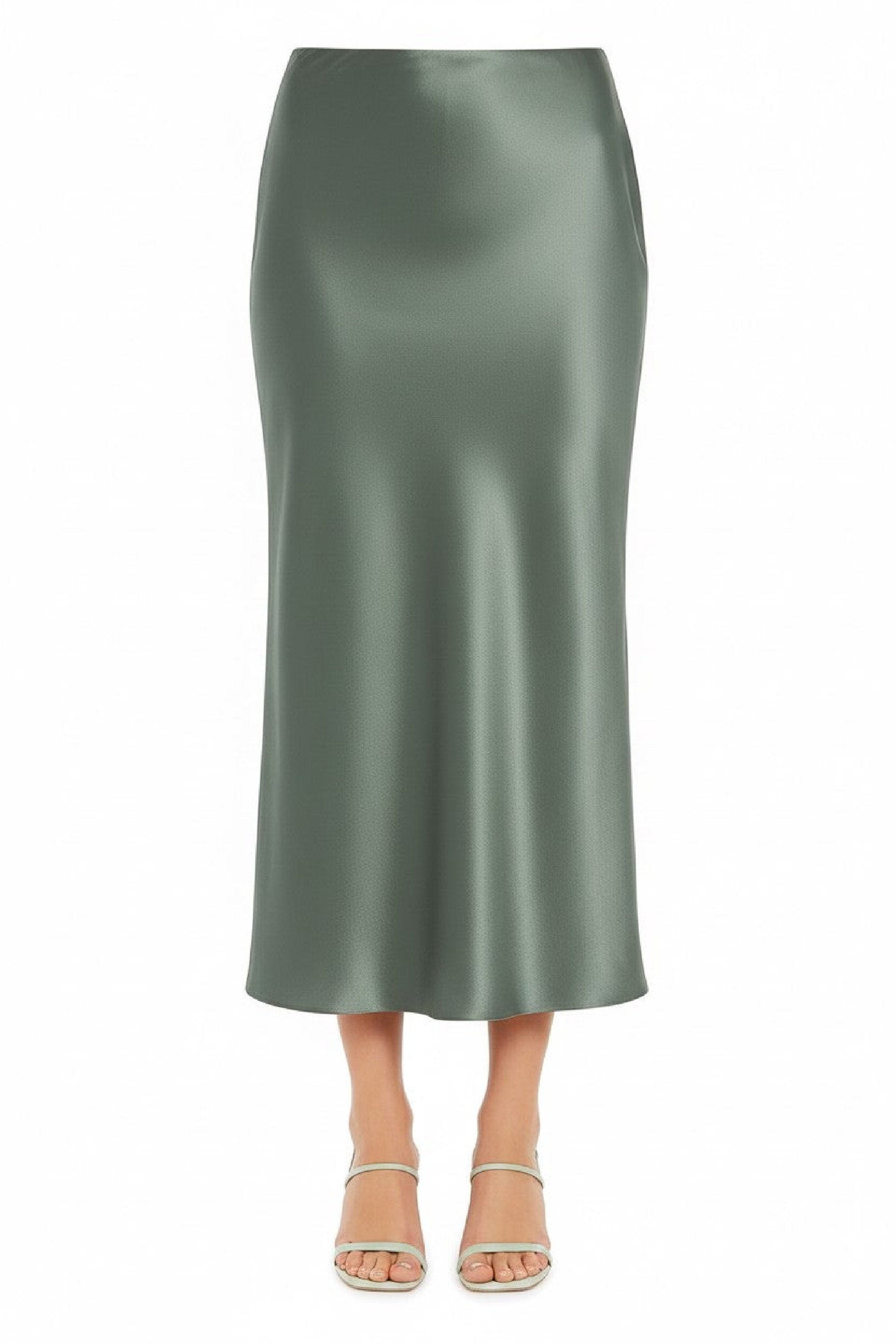 Jupe longue en satin coupe biais - Green
