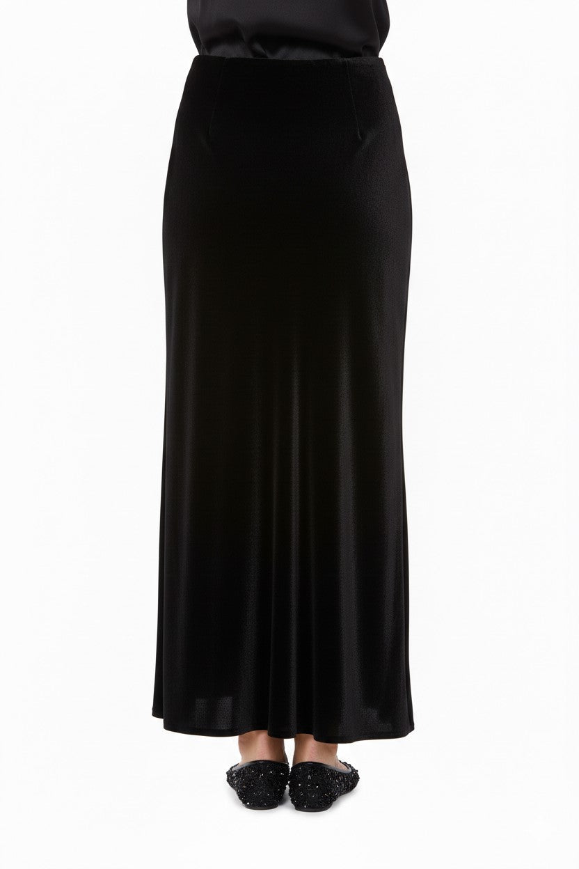 Jupe longue en satin coupe biais - Black