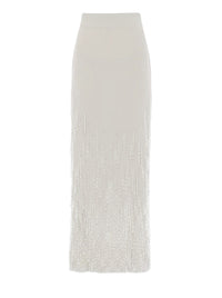 Midi skirt with textured wool fringes - Grey