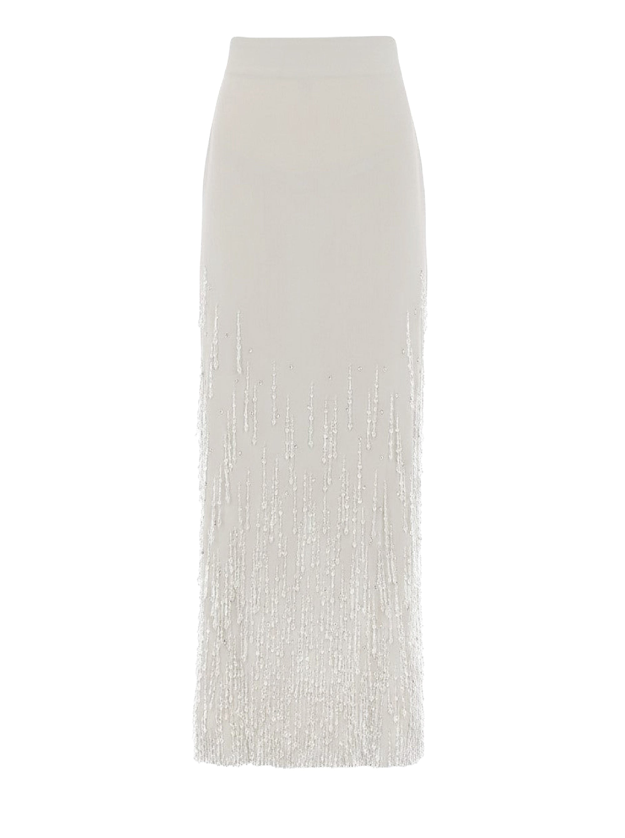 Midi skirt with textured wool fringes - Grey