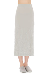 Midi skirt with textured wool fringes - Grey