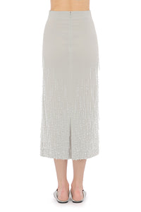 Midi skirt with textured wool fringes - Grey