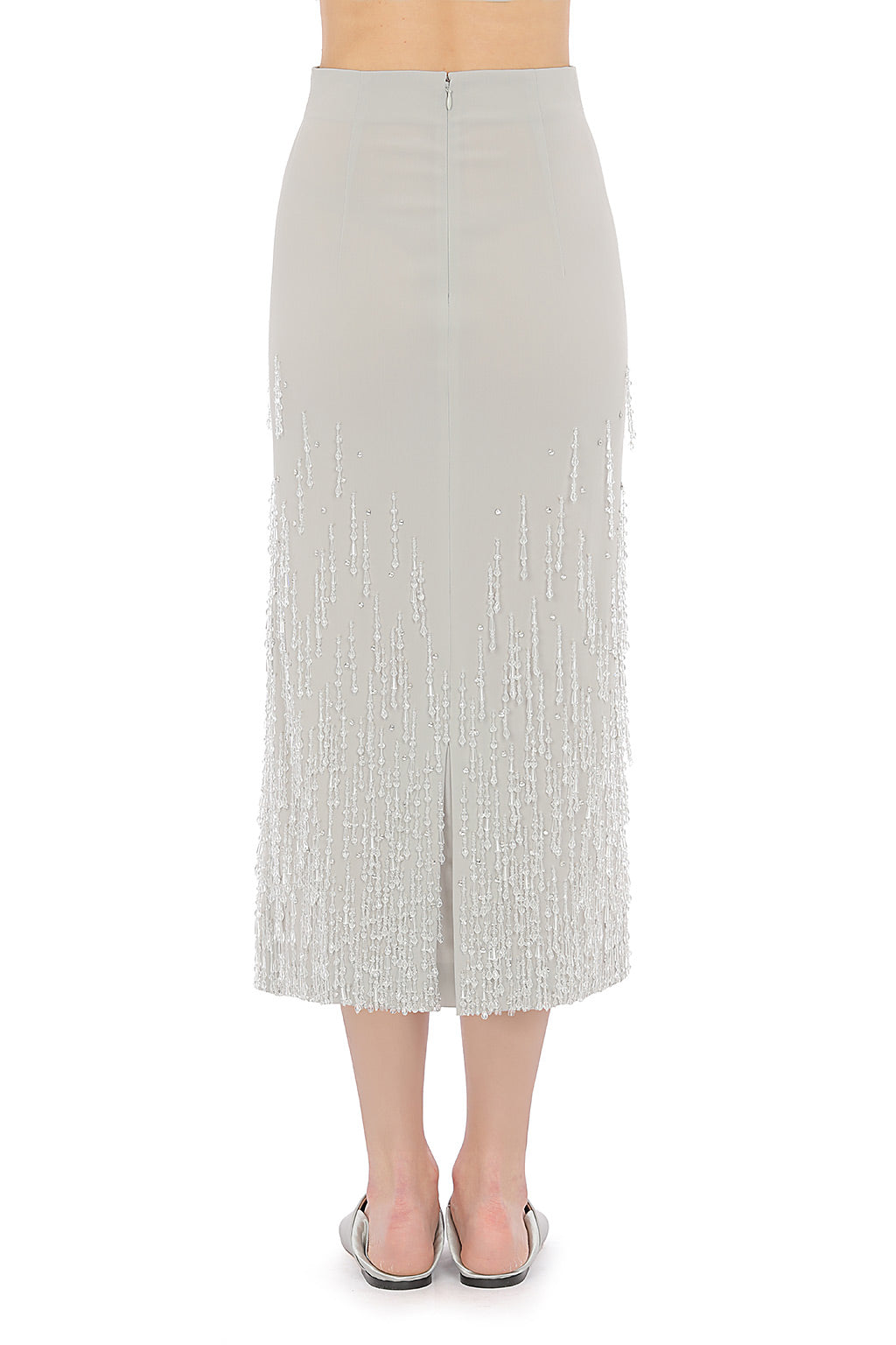 Midi skirt with textured wool fringes - Grey