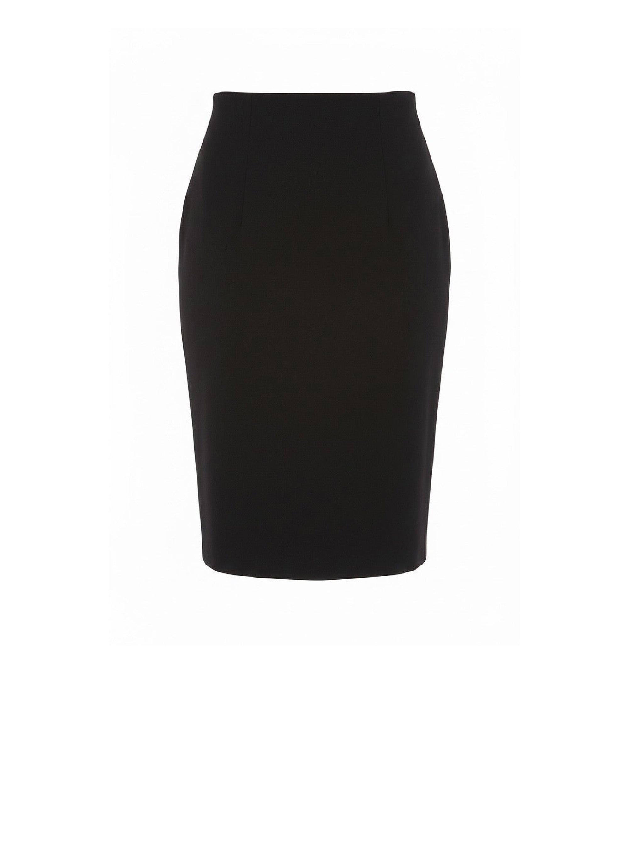 Jupe midi taille haute en laine - Black