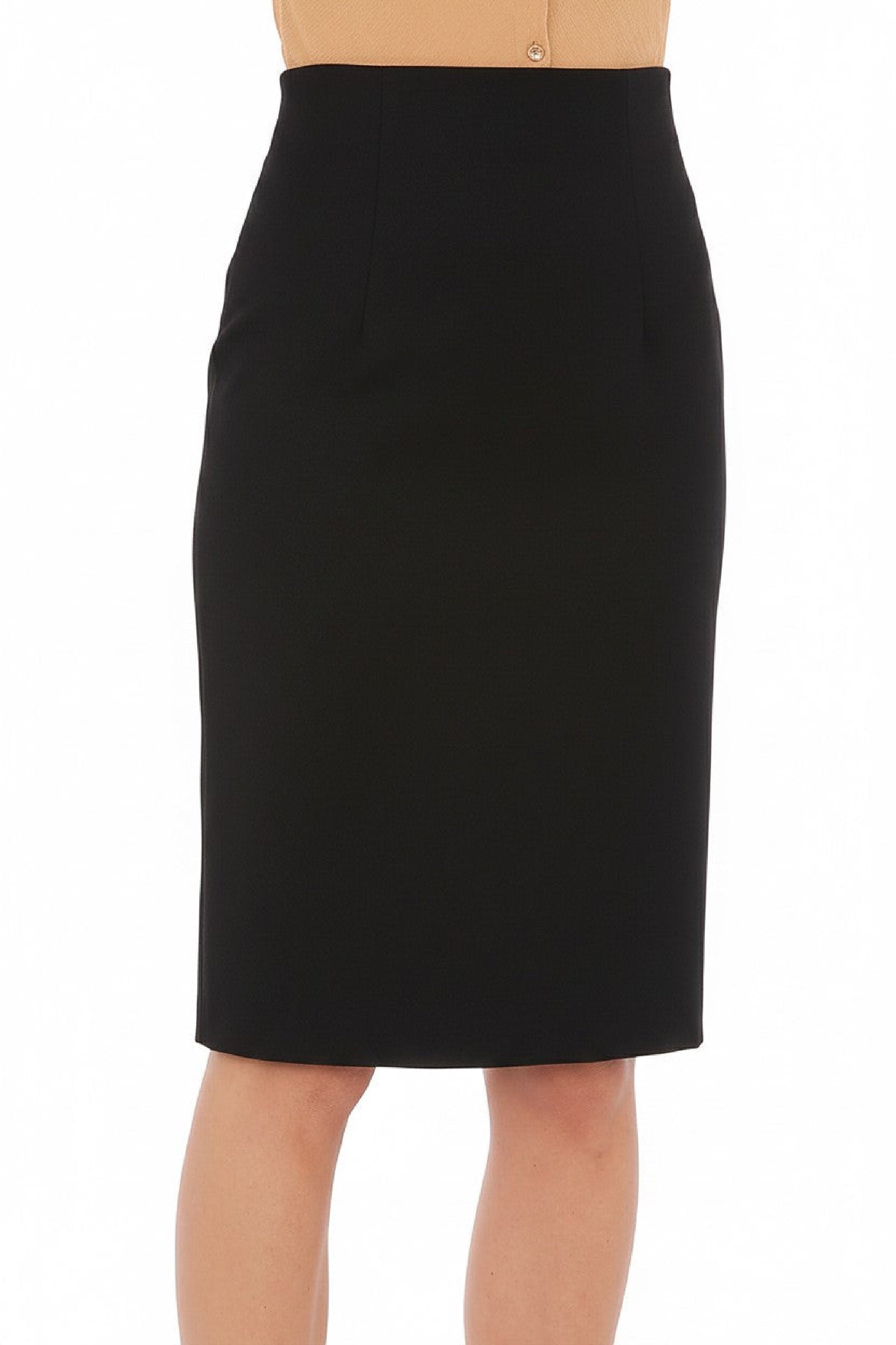 Jupe midi taille haute en laine - Black