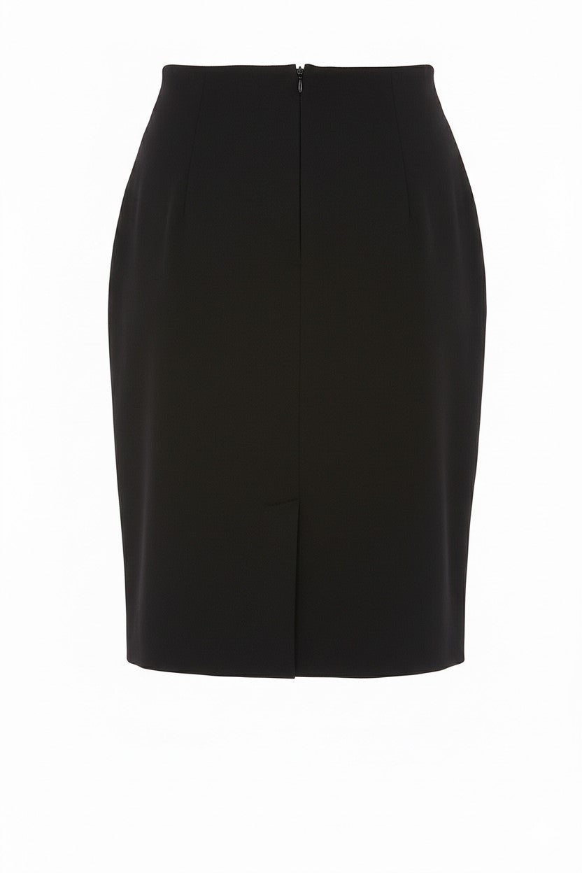 Jupe midi taille haute en laine - Black