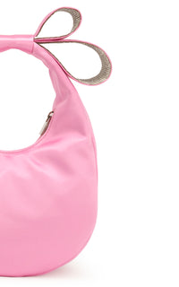 Small silk & rhinestone clutch bag - Pink