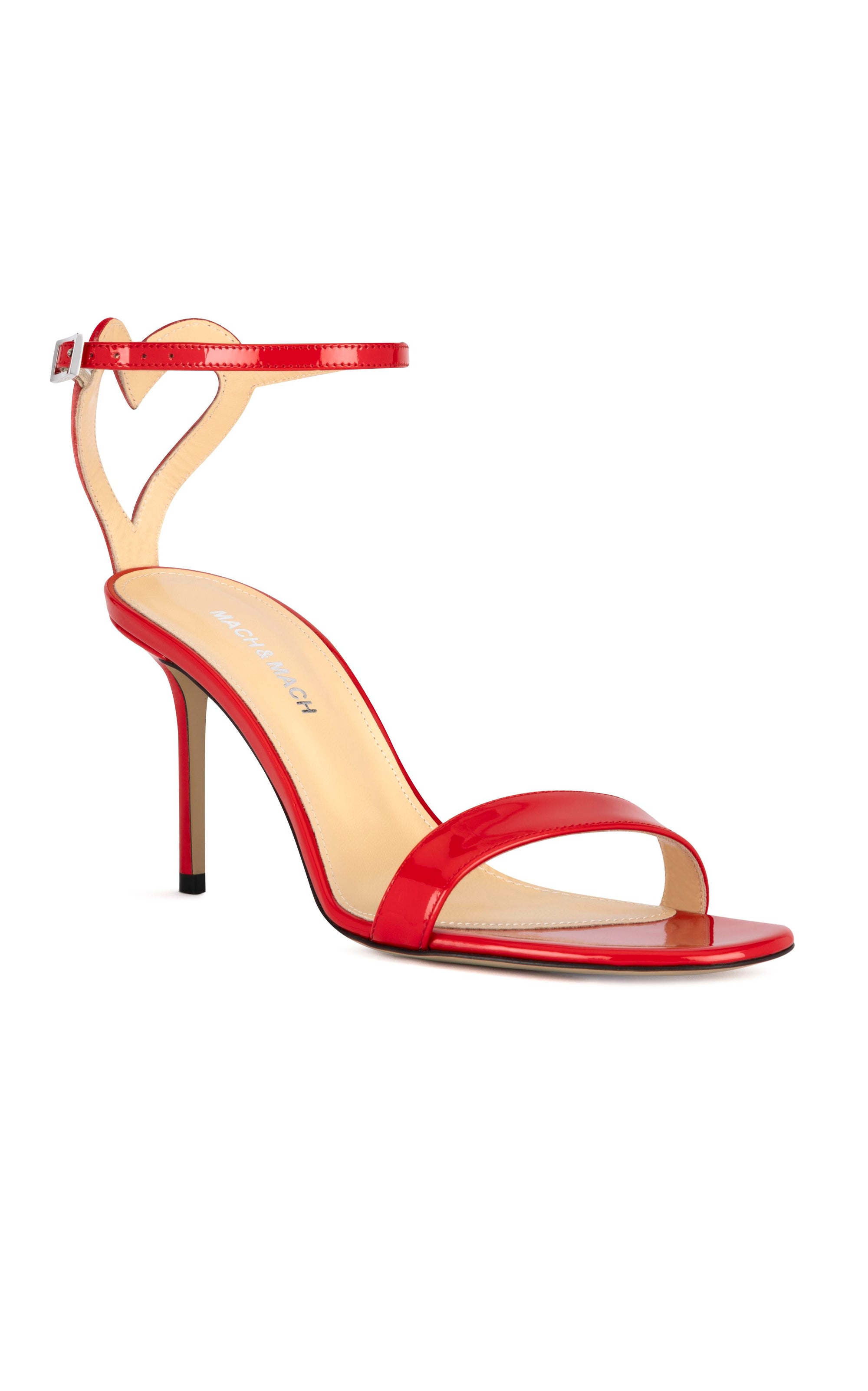 Sandales Special Heart 85 en cuir verni & strass - Red