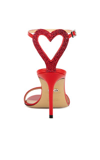 Sandales Special Heart 85 en cuir verni & strass - Red