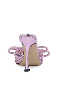 Double Bow 100 heeled mules with rhinestone embellishments - Transparent Pink