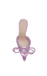 Double Bow 100 heeled mules with rhinestone embellishments - Transparent Pink