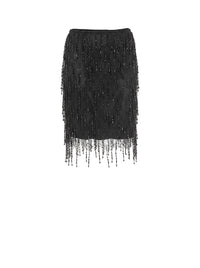 Short skirt with ornamental fringes - Black