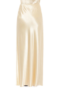 Jupe longue en satin avec fente frontale - Ivory