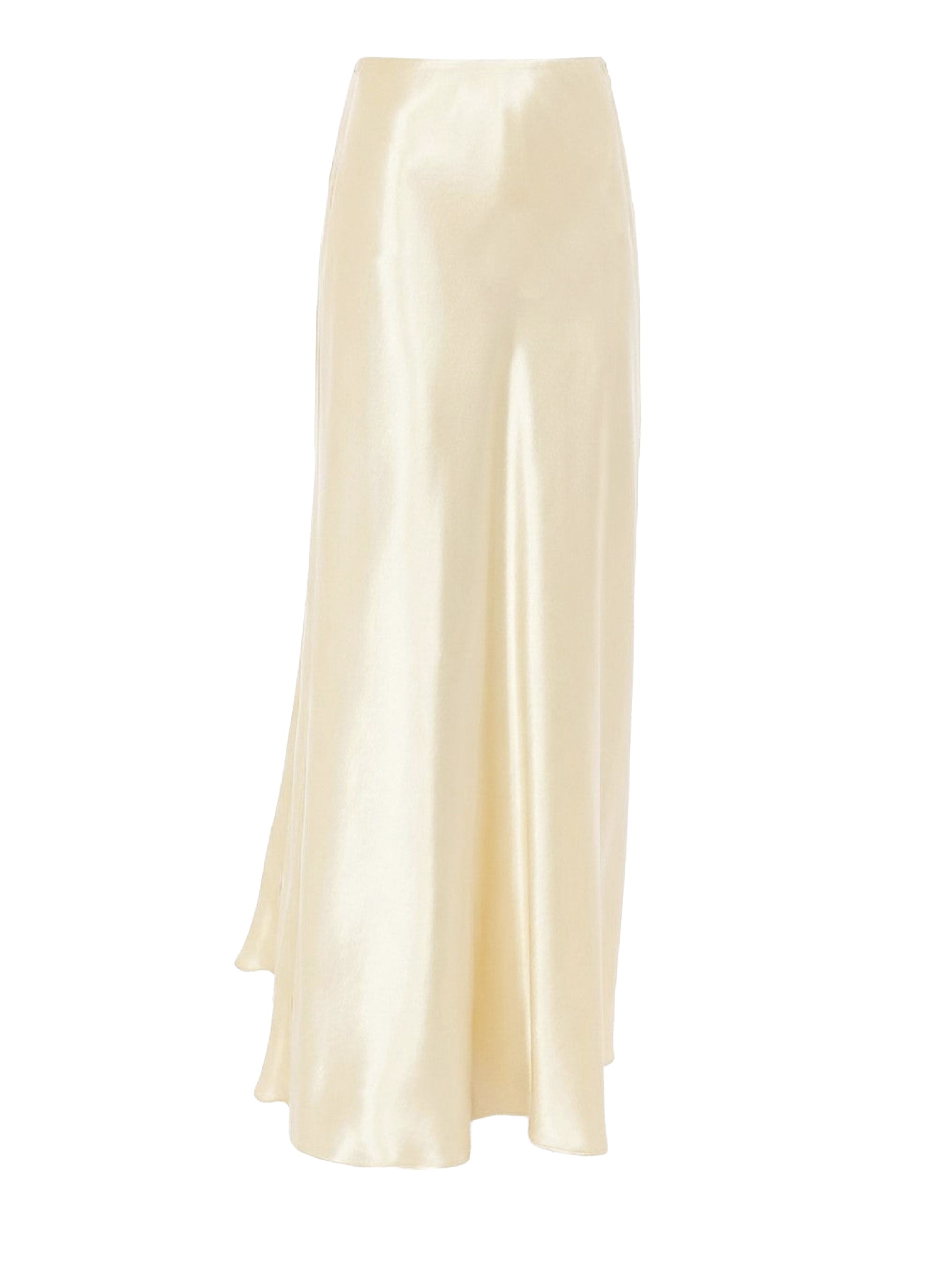 Jupe longue en satin avec fente frontale - Ivory
