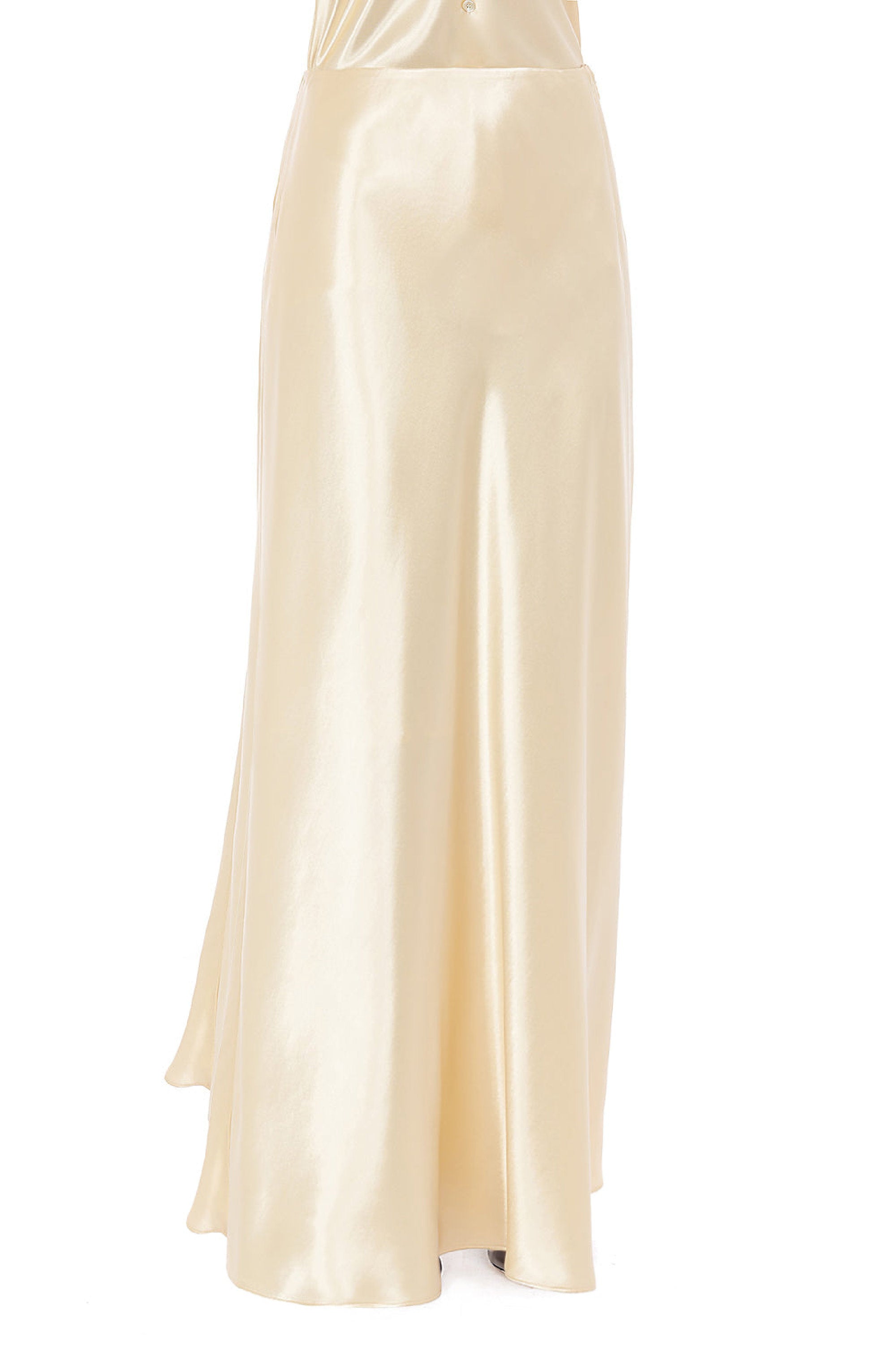 Jupe longue en satin avec fente frontale - Ivory
